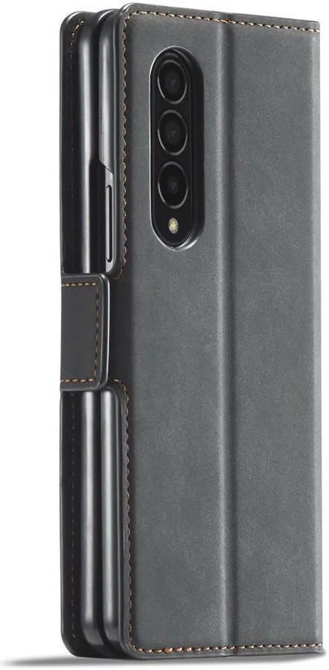 Alt view image 2 of 7 - BONAEVER For Samsung Galaxy Galaxy Z Fold 4 5G Case Premium PU Leather Cover TPU Bumper with Card Holder Stand and Magnetic Shockproof Flip Wallet Case