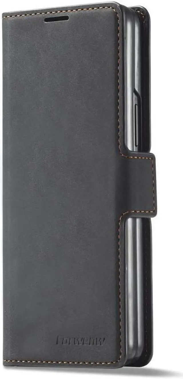 Alt view image 3 of 7 - BONAEVER For Samsung Galaxy Galaxy Z Fold 4 5G Case Premium PU Leather Cover TPU Bumper with Card Holder Stand and Magnetic Shockproof Flip Wallet Case