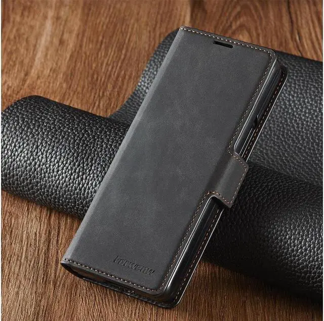 Alt view image 7 of 7 - BONAEVER For Samsung Galaxy Galaxy Z Fold 4 5G Case Premium PU Leather Cover TPU Bumper with Card Holder Stand and Magnetic Shockproof Flip Wallet Case
