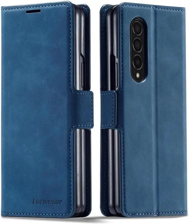 Main image of BONAEVER For Samsung Galaxy Galaxy Z Fold 4 5G Case Premium PU Leather Cover TPU Bumper with Card Holder Stand and Magnetic Shockproof Flip Wallet Case