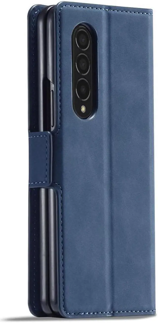 Alt view image 2 of 7 - BONAEVER For Samsung Galaxy Galaxy Z Fold 4 5G Case Premium PU Leather Cover TPU Bumper with Card Holder Stand and Magnetic Shockproof Flip Wallet Case