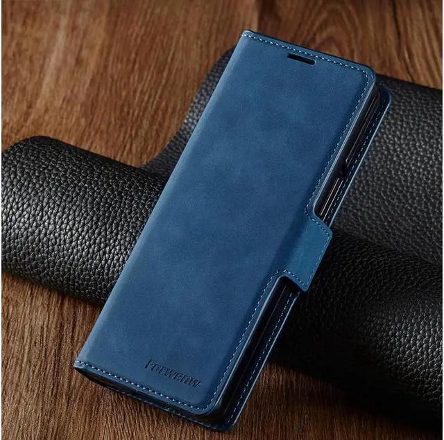 Alt view image 6 of 7 - BONAEVER For Samsung Galaxy Galaxy Z Fold 4 5G Case Premium PU Leather Cover TPU Bumper with Card Holder Stand and Magnetic Shockproof Flip Wallet Case