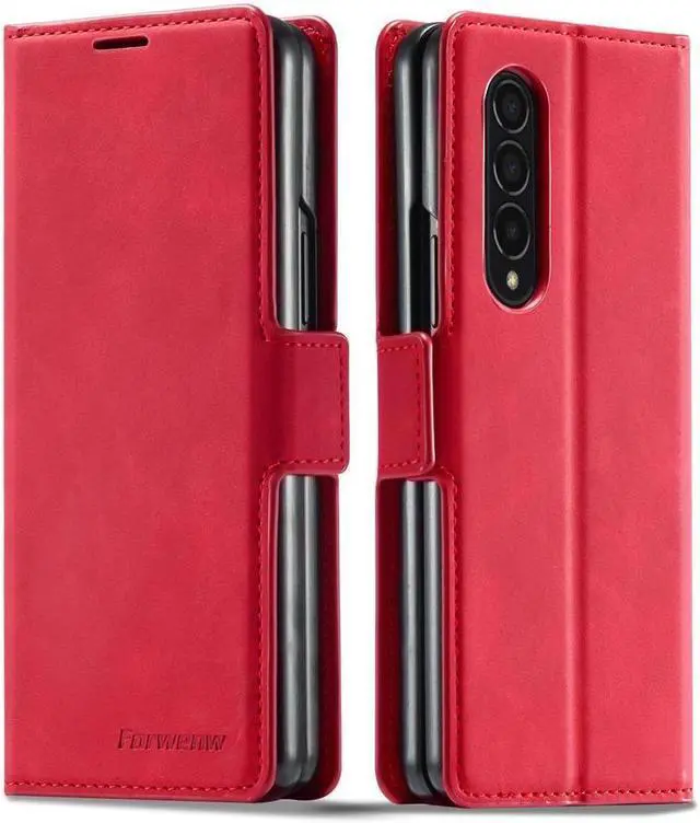 Main image of BONAEVER For Samsung Galaxy Galaxy Z Fold 4 5G Case Premium PU Leather Cover TPU Bumper with Card Holder Stand and Magnetic Shockproof Flip Wallet Case