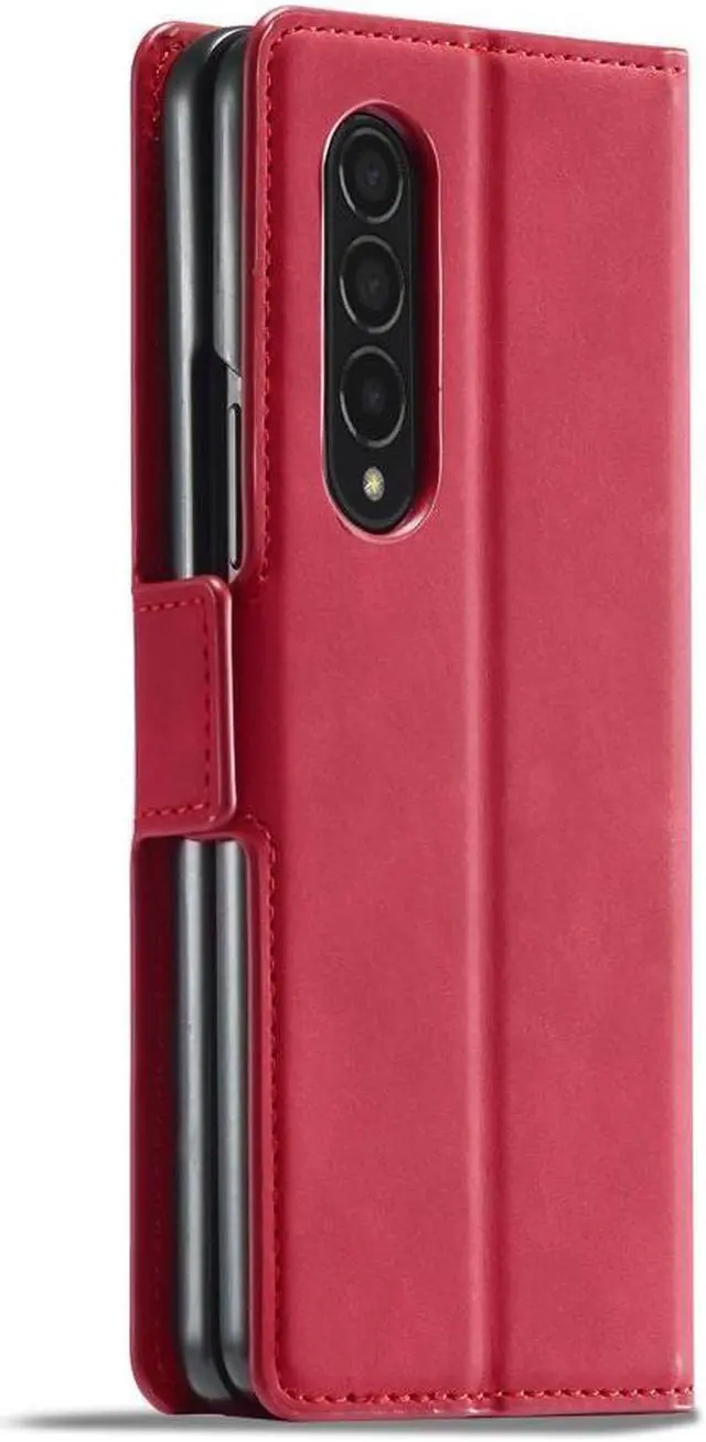 Alt view image 2 of 7 - BONAEVER For Samsung Galaxy Galaxy Z Fold 4 5G Case Premium PU Leather Cover TPU Bumper with Card Holder Stand and Magnetic Shockproof Flip Wallet Case