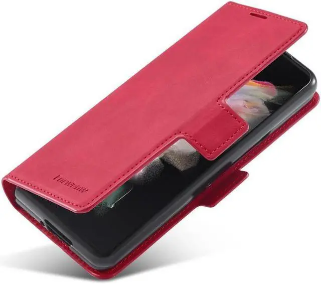 Alt view image 6 of 7 - BONAEVER For Samsung Galaxy Galaxy Z Fold 4 5G Case Premium PU Leather Cover TPU Bumper with Card Holder Stand and Magnetic Shockproof Flip Wallet Case