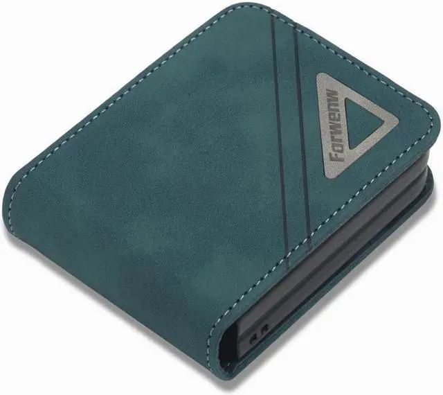 Alt view image 3 of 7 - BONAEVER For Samsung Galaxy Galaxy Z Fold 4 5G Case PU Leather Cover TPU Bumper with Card Holder Stand andidden Magnetic Shockproof Flip Wallet Case Green