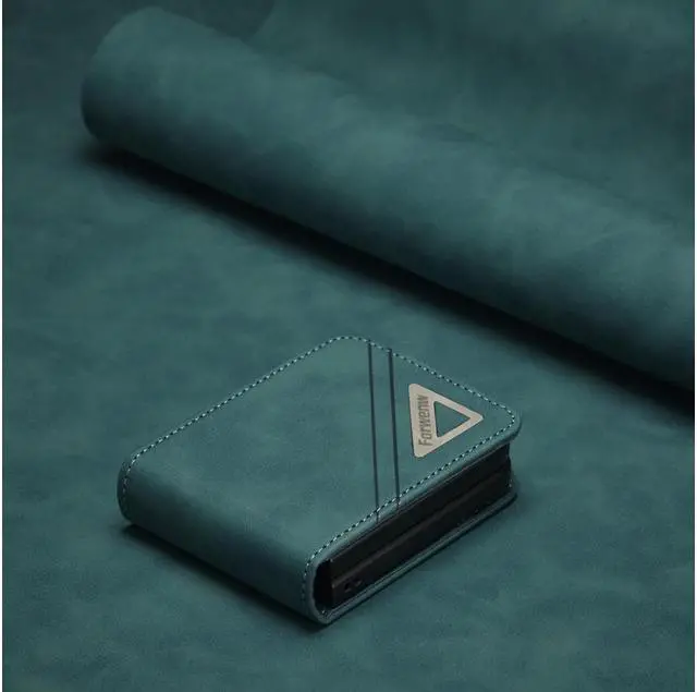 Alt view image 5 of 7 - BONAEVER For Samsung Galaxy Galaxy Z Fold 4 5G Case PU Leather Cover TPU Bumper with Card Holder Stand andidden Magnetic Shockproof Flip Wallet Case Green