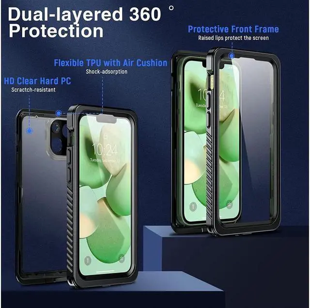 Alt view image 4 of 7 - BONAEVER For iPhone 13 Mini Case Waterproof iPhone 13 Mini Shockproof Cover with Built-in Screen Protector Anti-Scratch Phone Case for iPhone 13 Mini 5G 5.4 inch