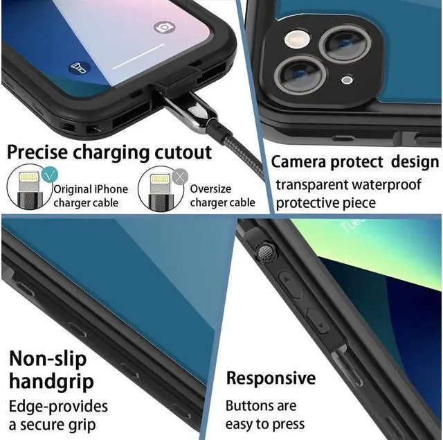 Alt view image 5 of 7 - BONAEVER For iPhone 13 Mini Waterproof Case Shockproof Underwater IP68 Case with Built-in Screen Protector Rugged Protective Cover for iPhone 13 Mini 5.4 inch