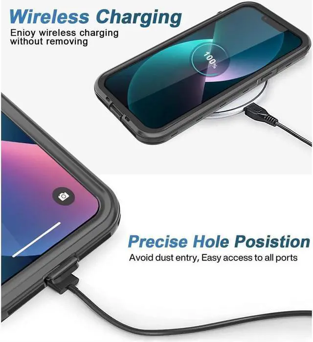 Alt view image 7 of 7 - BONAEVER For iPhone 13 Pro Case Waterproof Shockproof with Screen Protector Protector Du Standproof Dirtproof Phone Case for iPhone 13 Pro 6.1 inch
