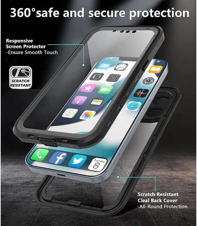 Alt view image 6 of 7 - BONAEVER For iPhone 13 Pro Case Waterproof Shockproof with Screen Protector Protector Du Standproof Dirtproof Phone Case for iPhone 13 Pro 6.1 inch