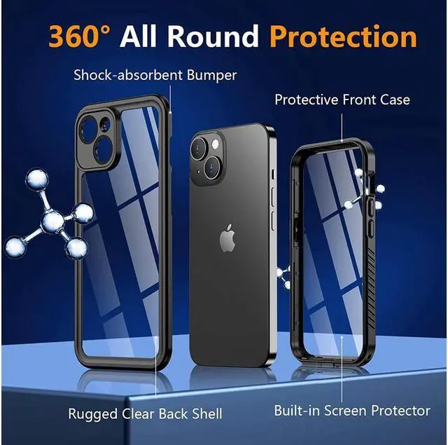 Alt view image 5 of 7 - BONAEVER For iPhone 14 Plus Case Waterproof Shockproof Bumper Coverwith Built-in Screen Protector Du Standproof Anti- Standain Phone Case for iPhone 14 Plus 5G 6.7 inch