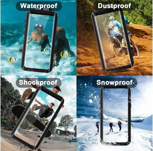 Alt view image 3 of 7 - BONAEVER For Samsung Galaxy S9 Plus Waterproof Case IP68 Underwater Shockproof Protective Cover with Built-in Screen Protector for Galaxy S9 Plus 6.2 inches