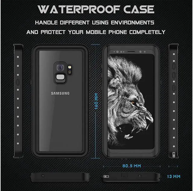 Alt view image 5 of 7 - BONAEVER For Galaxy S9 Waterproof Case Waterproof Shockproof Dustdproof Dirtproof Case Built in Screen Protector with Touch ID for Samsung Galaxy S9 5.8 inch