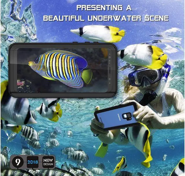 Alt view image 6 of 7 - BONAEVER For Galaxy S9 Waterproof Case Waterproof Shockproof Dustdproof Dirtproof Case Built in Screen Protector with Touch ID for Samsung Galaxy S9 5.8 inch