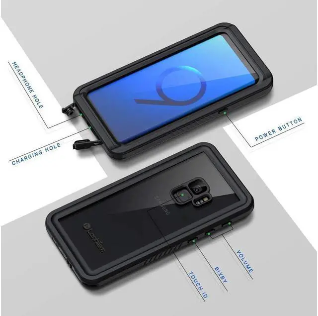 Alt view image 4 of 7 - BONAEVER For Samsung Galaxy S9 Case IP68 Waterproof Du Standproof Shockproof Case with Built-in Screen Protector Underwater Protective Clear Cover for Galaxy S9 5.8 inch