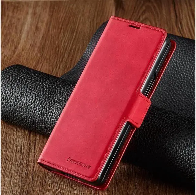 Alt view image 7 of 7 - BONAEVER For Samsung Galaxy Galaxy Z Fold 4 5G Case Premium PU Leather Cover TPU Bumper with Card Holder Stand and Magnetic Shockproof Flip Wallet Case