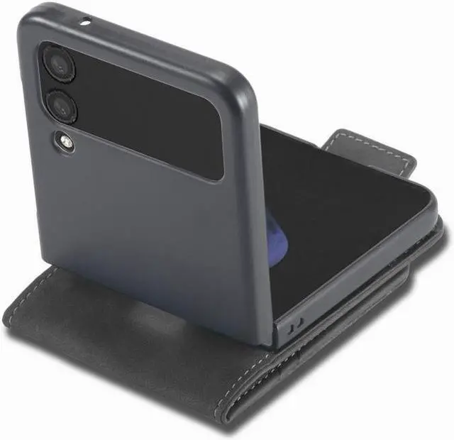 Alt view image 5 of 7 - BONAEVER For Samsung Galaxy Galaxy Z Fold 4 5G Case PU Leather Cover TPU Bumper with Card Holder Stand andidden Magnetic Shockproof Flip Wallet Case Black