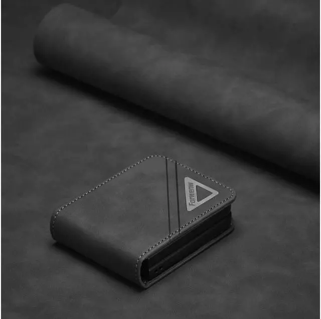 Alt view image 6 of 7 - BONAEVER For Samsung Galaxy Galaxy Z Fold 4 5G Case PU Leather Cover TPU Bumper with Card Holder Stand andidden Magnetic Shockproof Flip Wallet Case Black