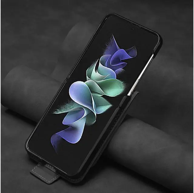 Alt view image 7 of 7 - BONAEVER For Samsung Galaxy Galaxy Z Fold 4 5G Case PU Leather Cover TPU Bumper with Card Holder Stand andidden Magnetic Shockproof Flip Wallet Case Black