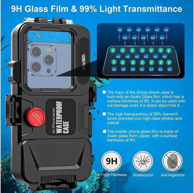 Alt view image 3 of 7 - BONAEVER Underwater Case for iPhone Diving Phone Case [98FT/30M] Snorkeling Photo VideoWaterproof Case for iPhone 14/13/Pro/Pro Max/Mini/12/11/XR/XS/MAX/8/Plus/SE