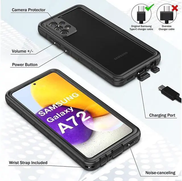 Alt view image 6 of 7 - BONAEVER For Samsung Galaxy A72 4G Waterproof Case Underwater Case Built-in Screen Protector Shockproof Protective Cover for Galaxy A72 4G (Not Fit for 5G)