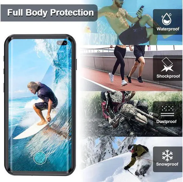 Alt view image 3 of 7 - BONAEVER For Samsung Galaxy S10 Plus S10+ Waterproof Case Built in Screen Protector Protective Shockproof IP68 Underwater Waterproof Cover for Galaxy S10 Plus 6.4 inch