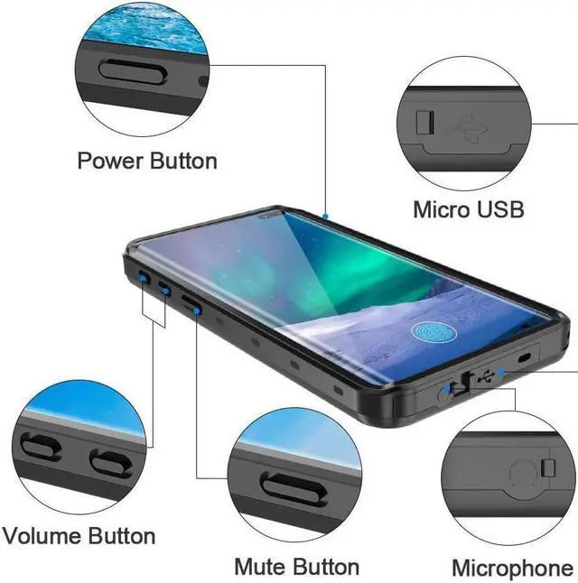 Alt view image 4 of 7 - BONAEVER For Samsung Galaxy S10 Plus S10+ Waterproof Case Built in Screen Protector Protective Shockproof IP68 Underwater Waterproof Cover for Galaxy S10 Plus 6.4 inch