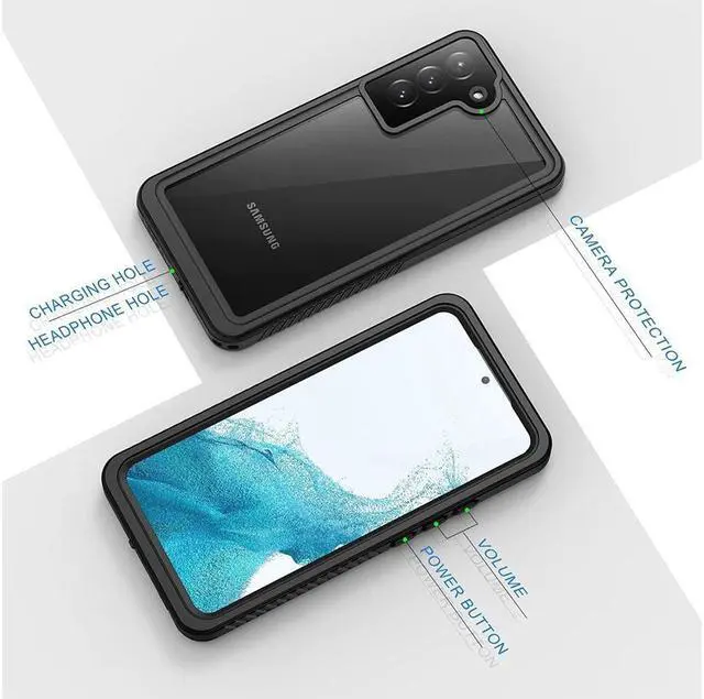 Alt view image 5 of 7 - BONAEVER For Samsung Galaxy S22 Case IP68 Waterproof Du Standproof Shockproof Case with Built-in Screen Protector Protective Cover for Galaxy S22 5G 6.1 Inch
