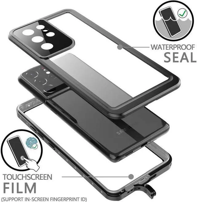 Alt view image 4 of 7 - BONAEVER For Samsung Galaxy S21 Ultra Waterproof Case Built-in Screen Protector with Floating Strap IP68 Waterproof Shockproof Cover for Galaxy S21 Ultra 6.8 inch