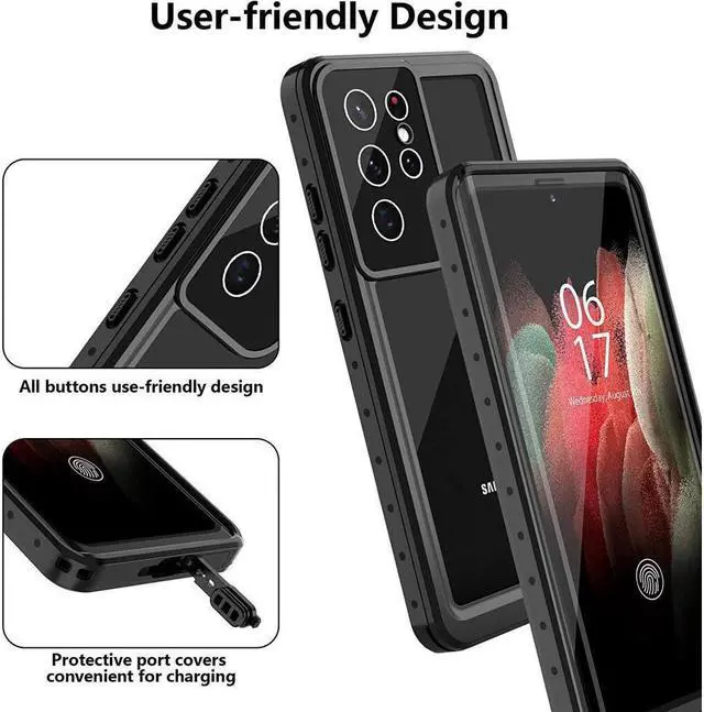 Alt view image 7 of 7 - BONAEVER For Samsung Galaxy S21 Ultra Waterproof Case with Built-in Screen Protector Shockproof Underwater Case for Samsung S21 Ultra 5G 6.8 inch