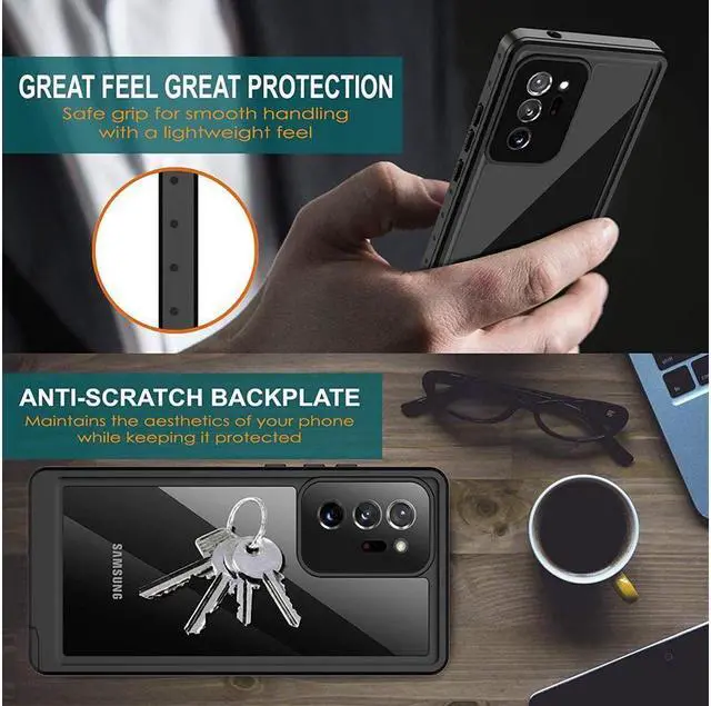 Alt view image 7 of 7 - BONAEVER For Samsung Galaxy Note 20 Ultra Case Waterproof Built in Screen Protector Full-Body Shock-Proof Cover for Galaxy Note 20 Ultra 6.9 inch 5G