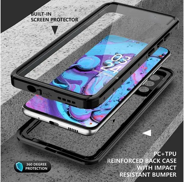 Alt view image 3 of 6 - BONAEVER For Samsung Galaxy S20 Case Waterproof Built-in Screen Protector Protective Shockproof IP68 Underwater Clear Phone Case for Galaxy S20 6.2 inch