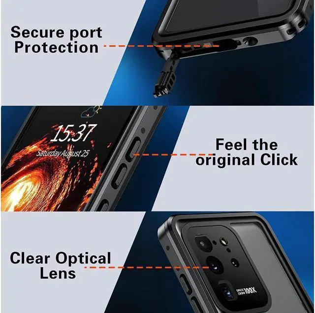Alt view image 3 of 7 - BONAEVER For Samsung Galaxy S20 Ultra Case Waterproof Built-in Screen Protector Full-Body Rugged Cover Shockproof Dustdproof Case for Galaxy S20 Ultra 6.9 inches