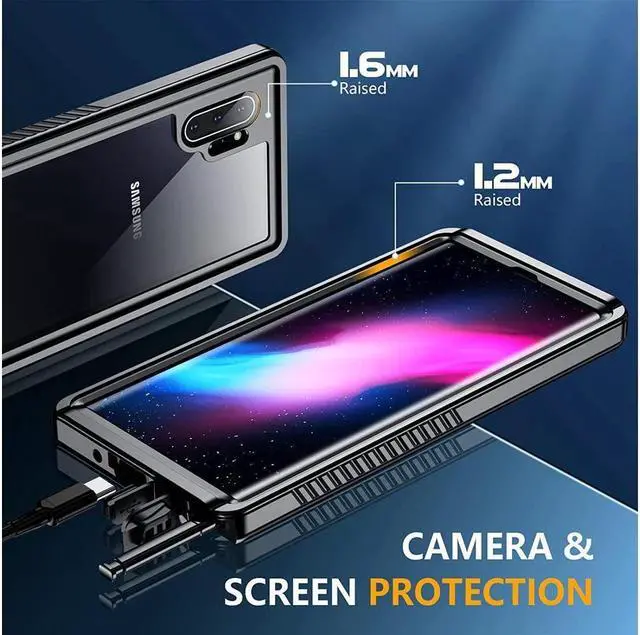 Alt view image 6 of 7 - BONAEVER For Galaxy Note 10+ Plus Case Built-in Screen Protector IP68 Waterproof Shockproof Protective Cover for Samsung Galaxy Note 10+ / Note 10+ 5G