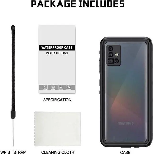 Alt view image 7 of 7 - BONAEVER For Samsung Galaxy A51 4G Case IP68 Waterproof Du Standproof Shockproof Case with Screen Protector Underwater Protective Cover for Galaxy A51 4G [Not Fit 5G]
