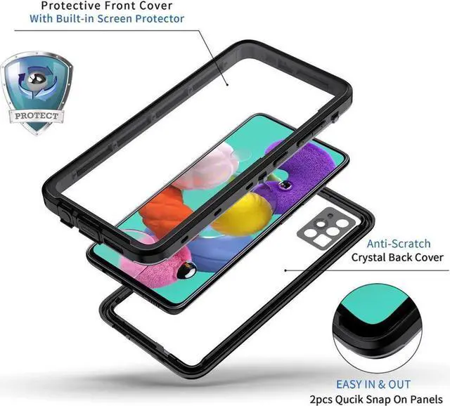 Alt view image 5 of 7 - BONAEVER For Samsung Galaxy A51 4G Case IP68 Waterproof Du Standproof Shockproof Case with Screen Protector Underwater Protective Cover for Galaxy A51 4G [Not Fit 5G]
