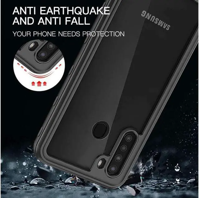Alt view image 3 of 6 - BONAEVER For Samsung Galaxy A21 Waterproof Case Protection Shockproof Dustdproof Snowproof with Built in Screen Protector IP68 Underwater Clear Back Cover