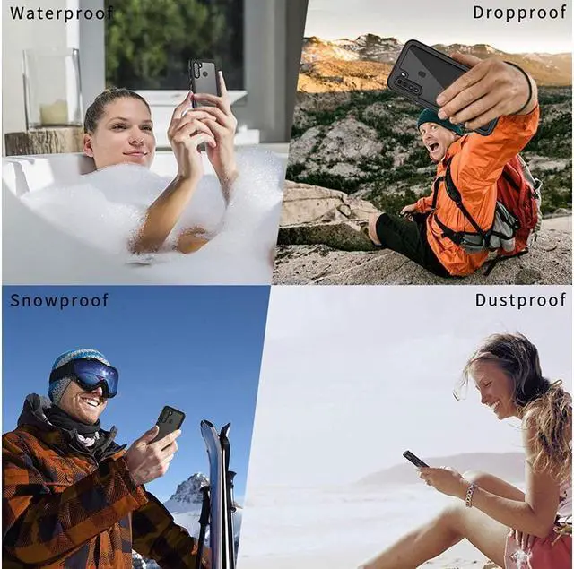 Alt view image 6 of 6 - BONAEVER For Samsung Galaxy A21 Waterproof Case Protection Shockproof Dustdproof Snowproof with Built in Screen Protector IP68 Underwater Clear Back Cover