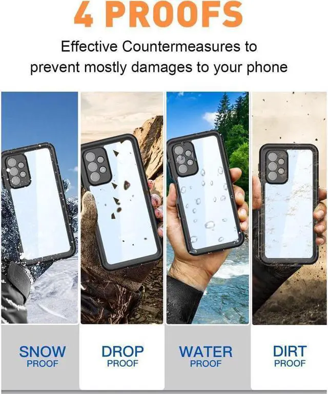 Alt view image 2 of 7 - BONAEVER For Samsung Galaxy A23 Waterproof Case with Built-in Screen Protector Du Standproof Shockproof Protective Phone Cover for Samsung A23 4G / A23 5G 6.6 inch