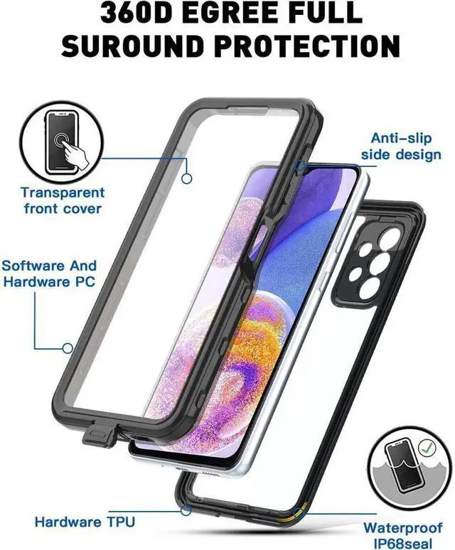 Alt view image 6 of 7 - BONAEVER For Samsung Galaxy A23 Waterproof Case with Built-in Screen Protector Du Standproof Shockproof Protective Phone Cover for Samsung A23 4G / A23 5G 6.6 inch