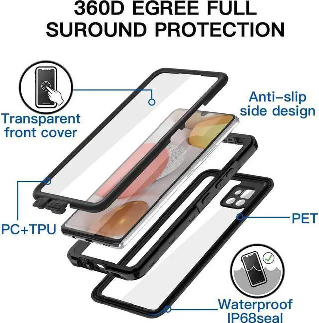 Alt view image 2 of 7 - BONAEVER For Samsung Galaxy A42 5G Waterproof Case with Built-in Screen Protector Underwater Du Standproof Shockproof Protective Cover for Galaxy A42 5G 6.6 inch