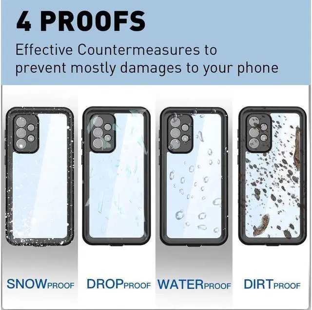 Alt view image 5 of 6 - BONAEVER For Samsung Galaxy A33 5G Case Waterproof Built-in Screen Protector Shockproof Clear Rugged Cover for Galaxy A33 5G 2022 6.4 inch
