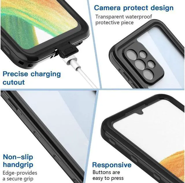 Alt view image 3 of 6 - BONAEVER For Samsung Galaxy A33 5G Case Waterproof Built-in Screen Protector Shockproof Clear Rugged Cover for Galaxy A33 5G 2022 6.4 inch