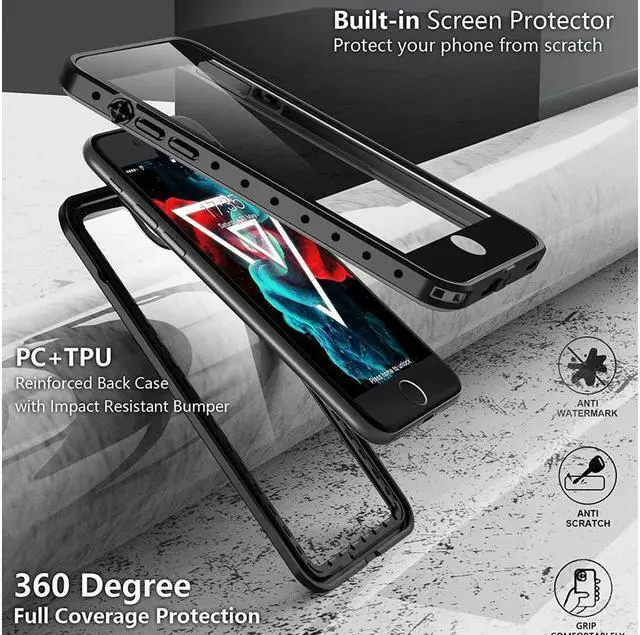 Alt view image 4 of 7 - BONAEVER For iPhone SE 2022 Case / iPhone SE 3 Case Waterproof with Built-in Screen Protector Shockproof Underwater Case for iPhone 7/8/SE 2020/SE 2022 5G