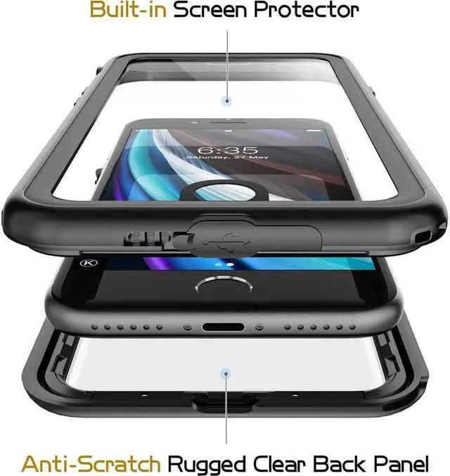Alt view image 3 of 7 - BONAEVER For iPhone SE 2022/ SE 2020 iPhone 7 8 Case Waterproof Built-in Screen Protector Shockproof Underwater Protective Cover for iPhone 7/8/SE 2020/SE 2022 4.7 inch