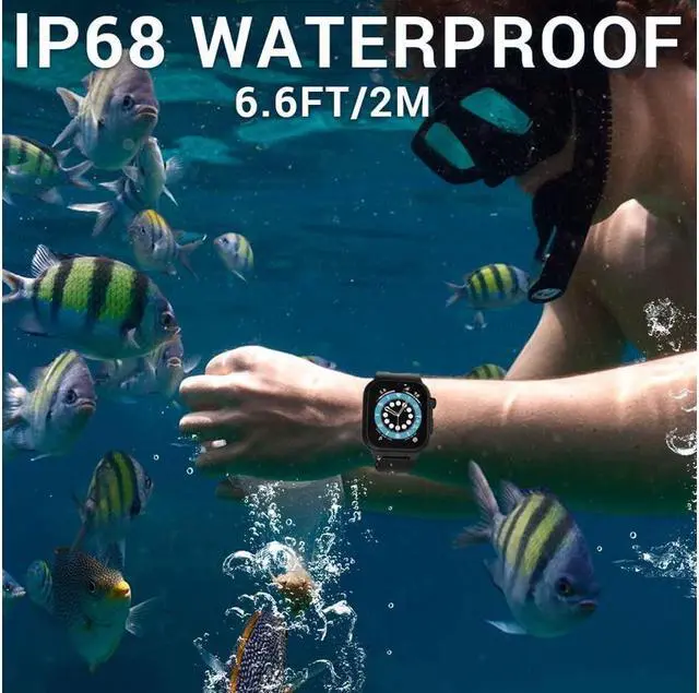Alt view image 2 of 7 - BONAEVER Waterproof Case for Apple Watch 44mm Series 6/5/4/SE with B & Screen Protector IP68 Full Waterproof Shockproof Protective Case for 44mm iWatch 6/5/4/SE