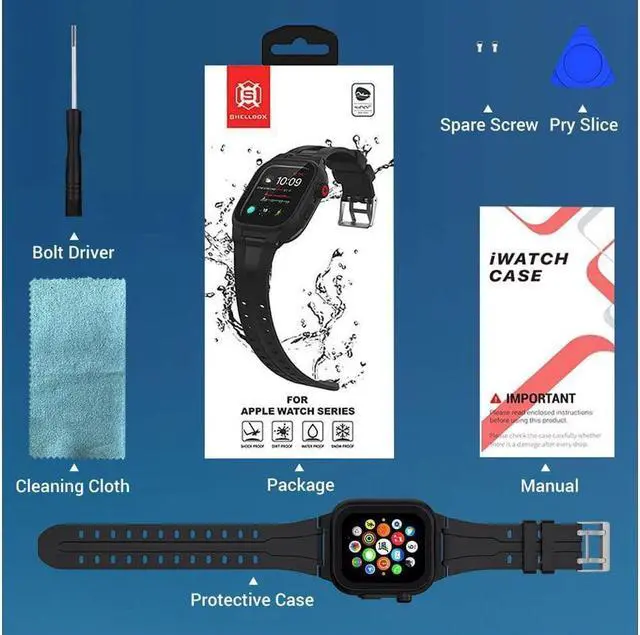 Alt view image 7 of 7 - BONAEVER Waterproof Case for Apple Watch 44mm Series 6/5/4/SE with B & Screen Protector IP68 Full Waterproof Shockproof Protective Case for 44mm iWatch 6/5/4/SE