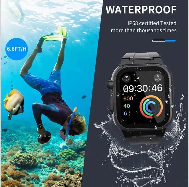 Alt view image 2 of 7 - BONAEVER Compatible with Apple Watch Series 8 / Series 7 45mm Waterproof Case Case with Screen Protector B iWatch S8 S7 45mm Bumper Case Cover