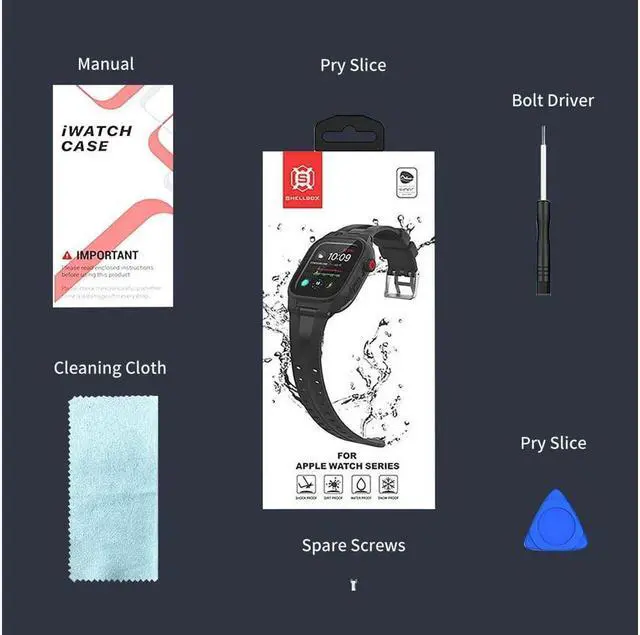 Alt view image 7 of 7 - BONAEVER Compatible with Apple Watch Series 8 / Series 7 41mm Waterproof Case Protective Cover with Screen Protector B For iWatch S8 S7 41mm